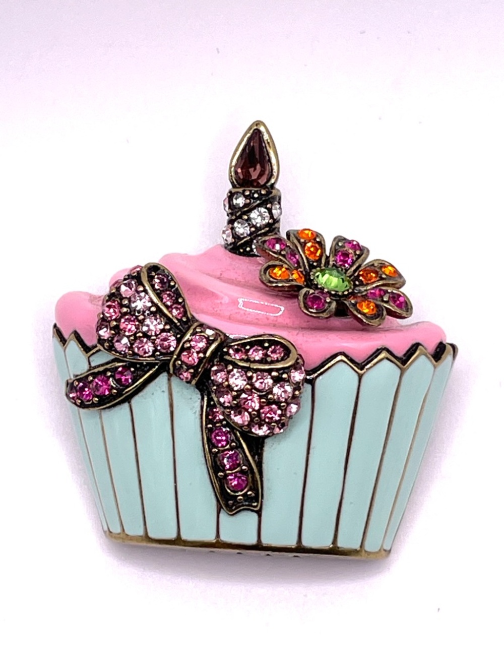 Heidi Daus Captivating Cupcake Crystal Enamel Pin Brooch